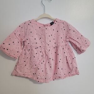 🧸2/20$ GAP 3T Girl Toddler Pink Star-Print Peplum Top Shirt